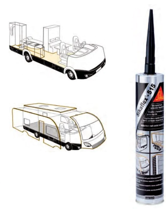 Impieghi Sikaflex®-515 è un sigillante multiuso adatto alla maggior parte delle sigillature in ambito industriale. Il prodotto possiede ottime proprietà sigillanti per applicazioni interne ed esterne. Sikaflex®-515 si lega bene a materiali come metalli, ABS, PC, FRP e legno. Chiedere consiglio al produttore ed eseguire test su supporti originali prima di utilizzare Sikaflex®-515 su materiali soggetti a stress cracking. Questo prodotto è dedicato al solo uso da parte di utenti professionali. Si consiglia l'esecuzione di verifiche preliminari con i substrati e le condizioni applicative specifiche per assicurare l'adesione e la compatibilità dei materiali.